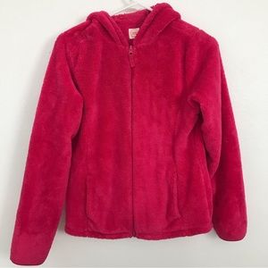 Dark pink Sherpa Wonder Nation Girls Zip Up Hoodie with inside pockets (XL)